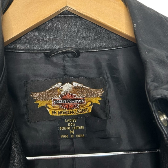 Harley Davidson Vintage Classic Leather Motorcycle Snap Jacket Women’s Medium - Picture 5 of 16